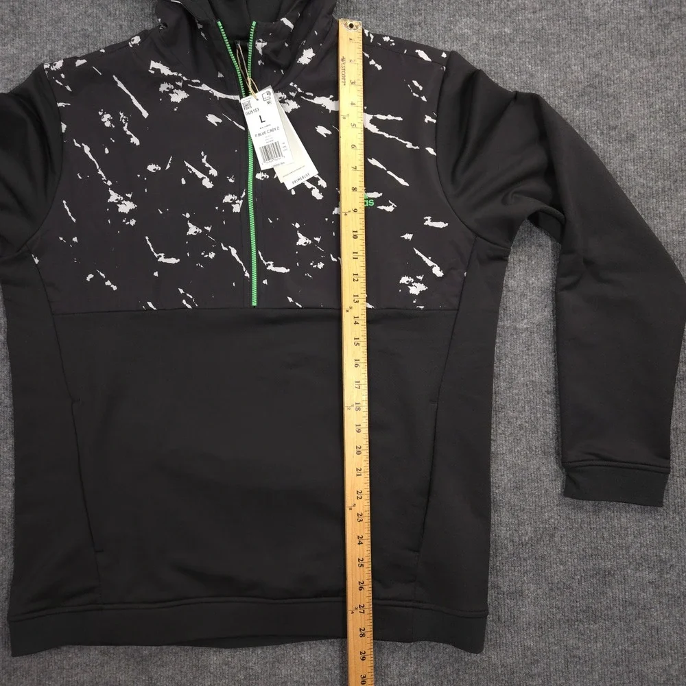 Adidas Hoodie Mens L Black White Splatter Cold RDY Half Zip Pullover‎ Golf Sport